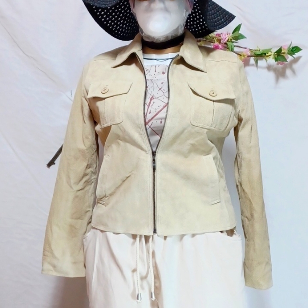MICHAEL MICHELLE LEATHER JACKET SIZE XL IN A BEAUTIFUL TAN